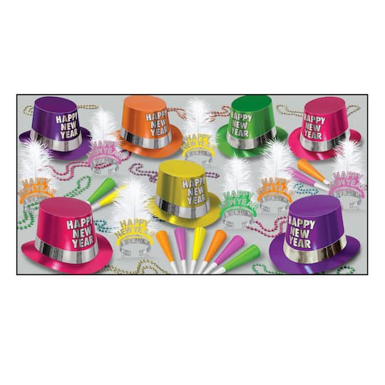 Beistle New Year Fluorescent Party Favor Kit for 50